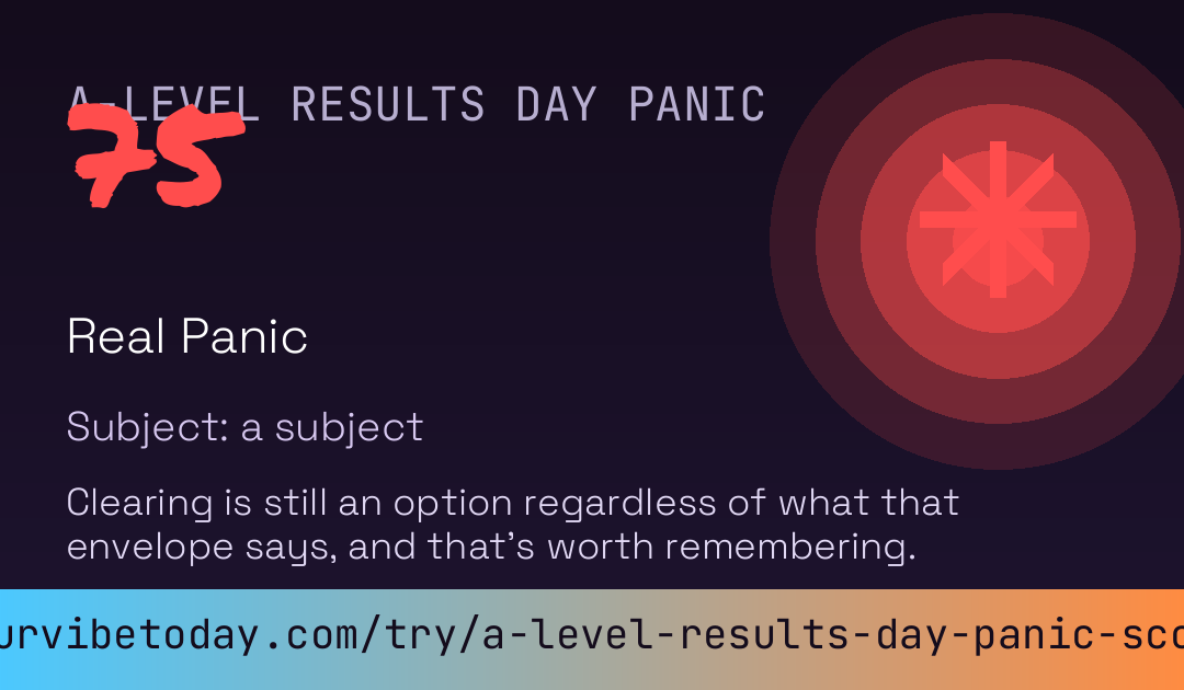 A-Level Results Day Panic Score card preview