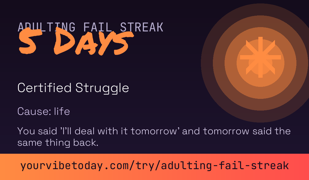 Adulting Fail Streak card