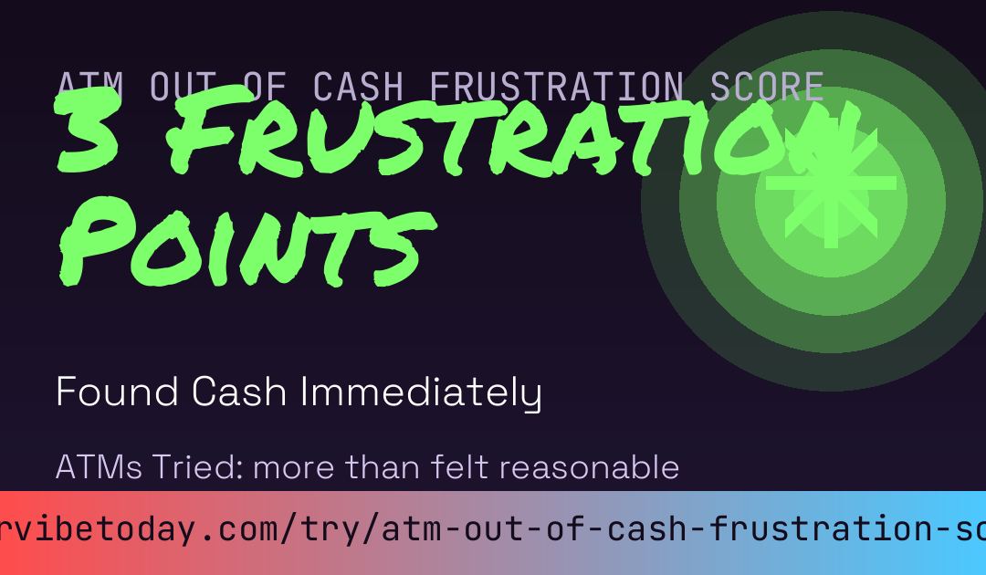 ATM Out of Cash Frustration Score card preview