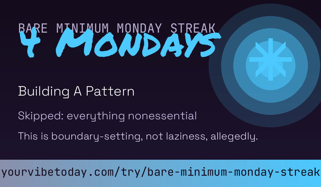 Bare Minimum Monday Streak card preview