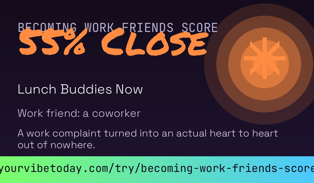 Becoming Work Friends Score card