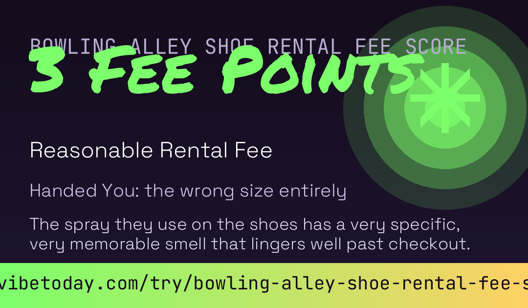 Bowling Alley Shoe Rental Fee Score card preview