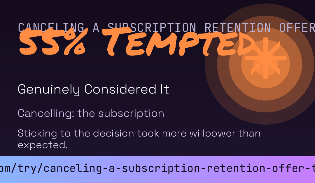 Canceling A Subscription Retention Offer Temptation Score card preview
