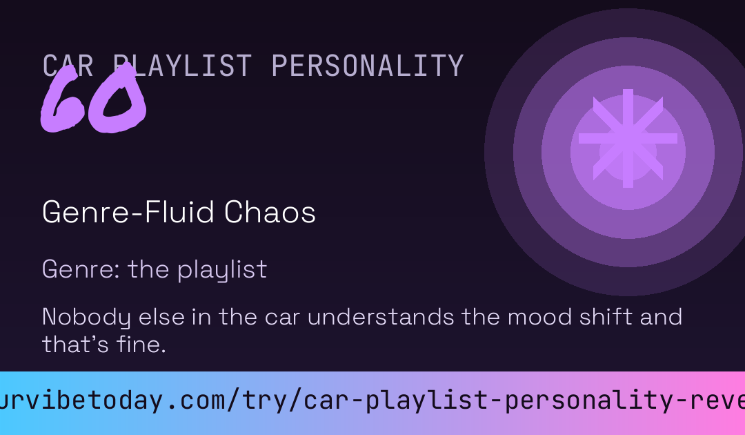 Car Playlist Personality Reveal card
