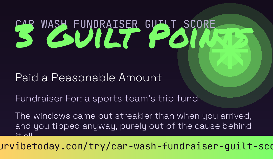 Car Wash Fundraiser Guilt Score card preview