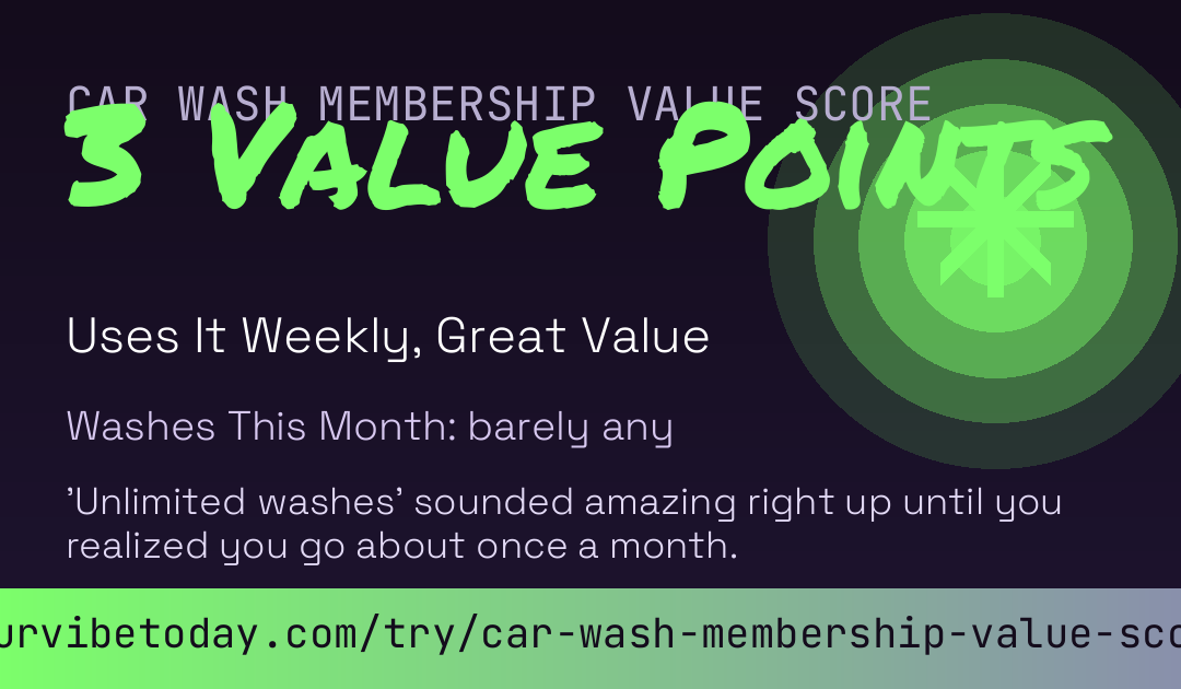 Car Wash Membership Value Score card