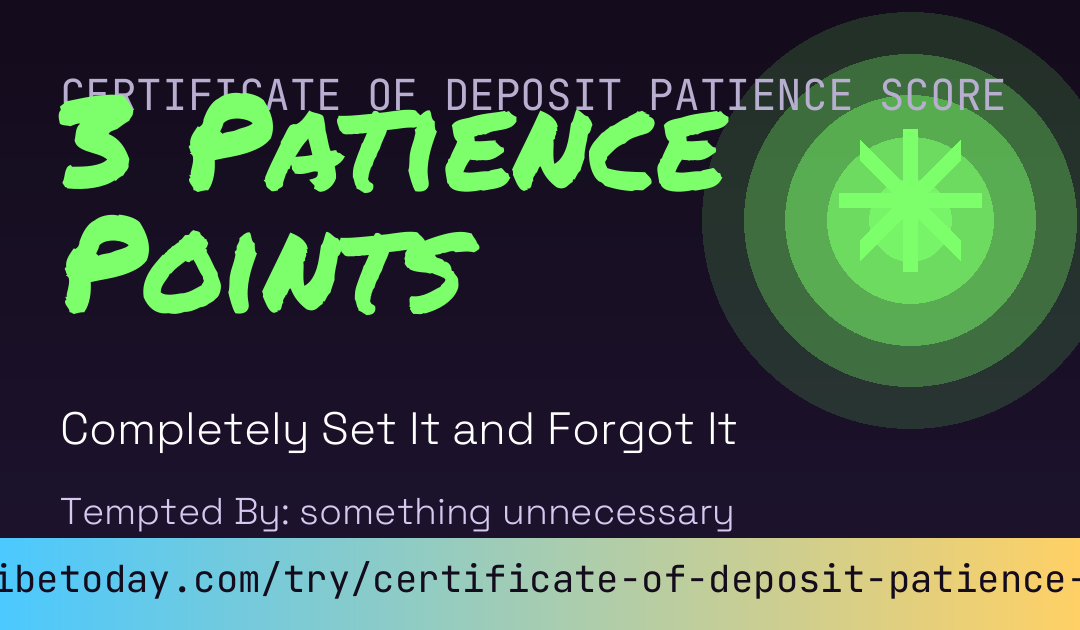 Certificate of Deposit Patience Score card