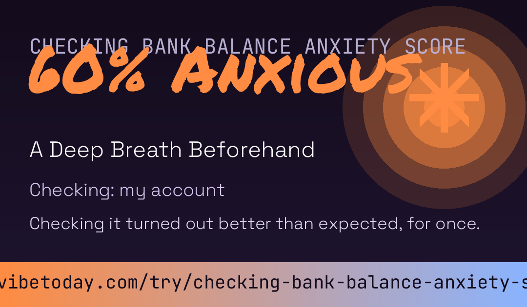 Checking Bank Balance Anxiety Score card preview