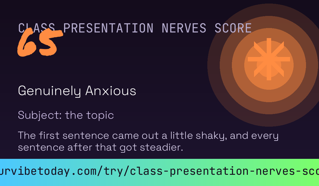 Class Presentation Nerves Score card
