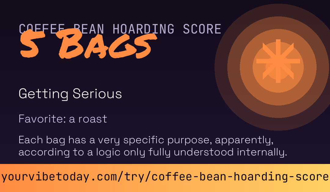 Coffee Bean Hoarding Score card