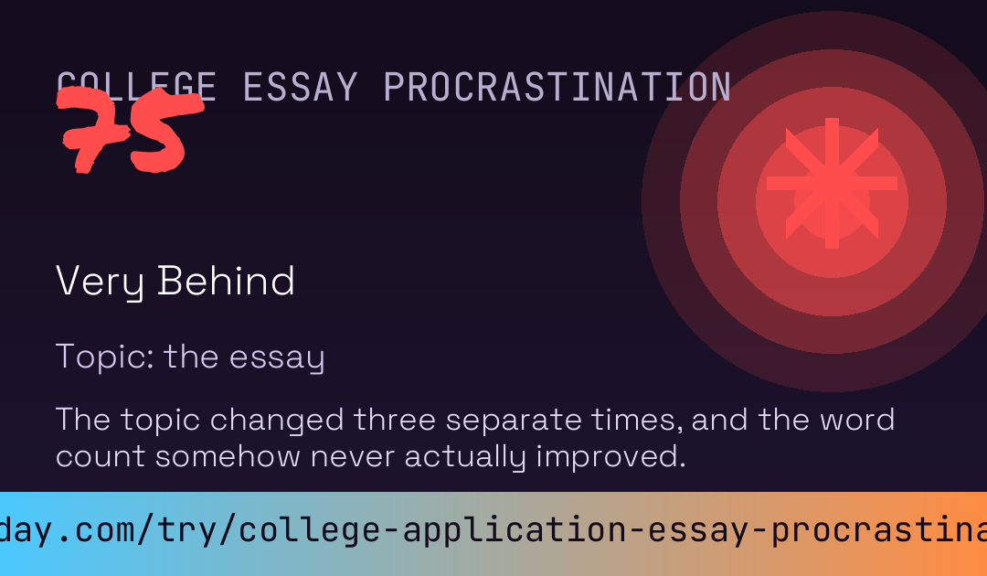College Application Essay Procrastination Score card preview