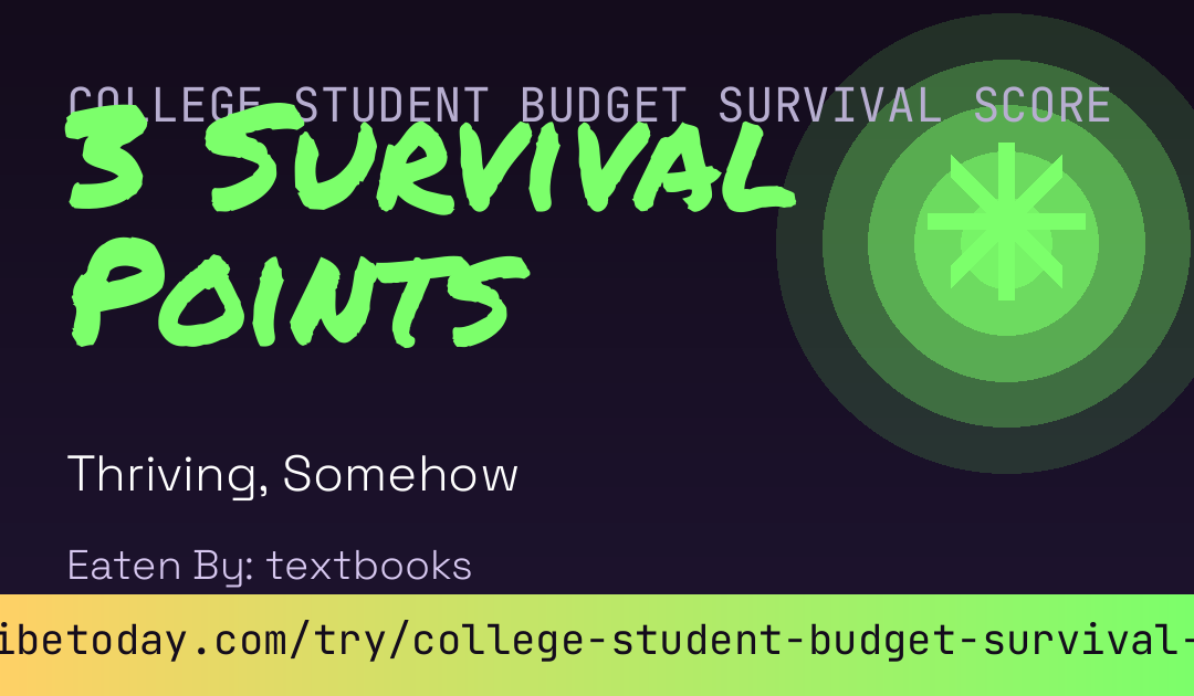College Student Budget Survival Score card
