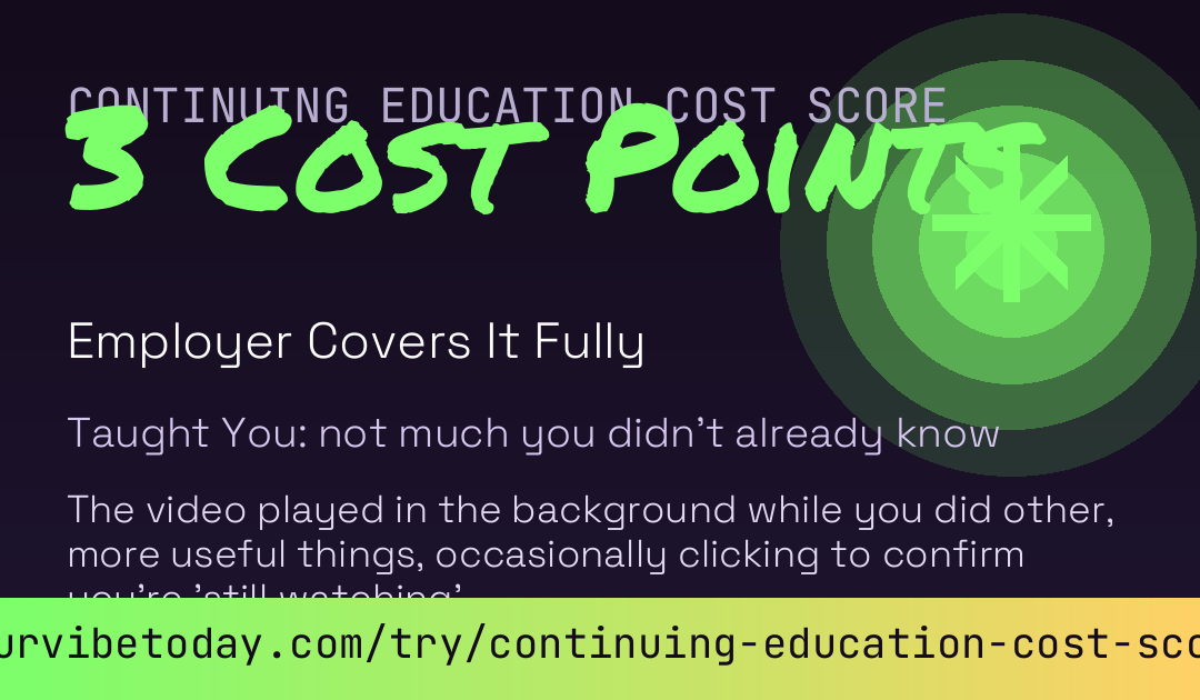 Continuing Education Cost Score card