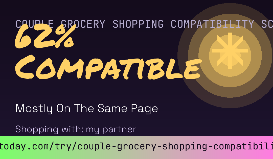 Couple Grocery Shopping Compatibility Score card