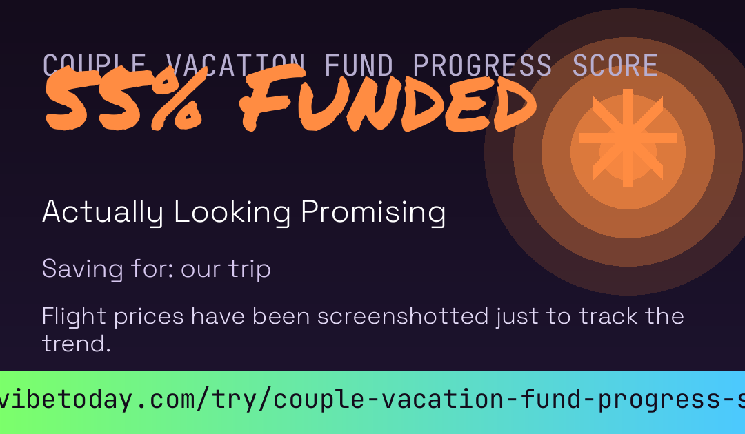 Couple Vacation Fund Progress Score card preview