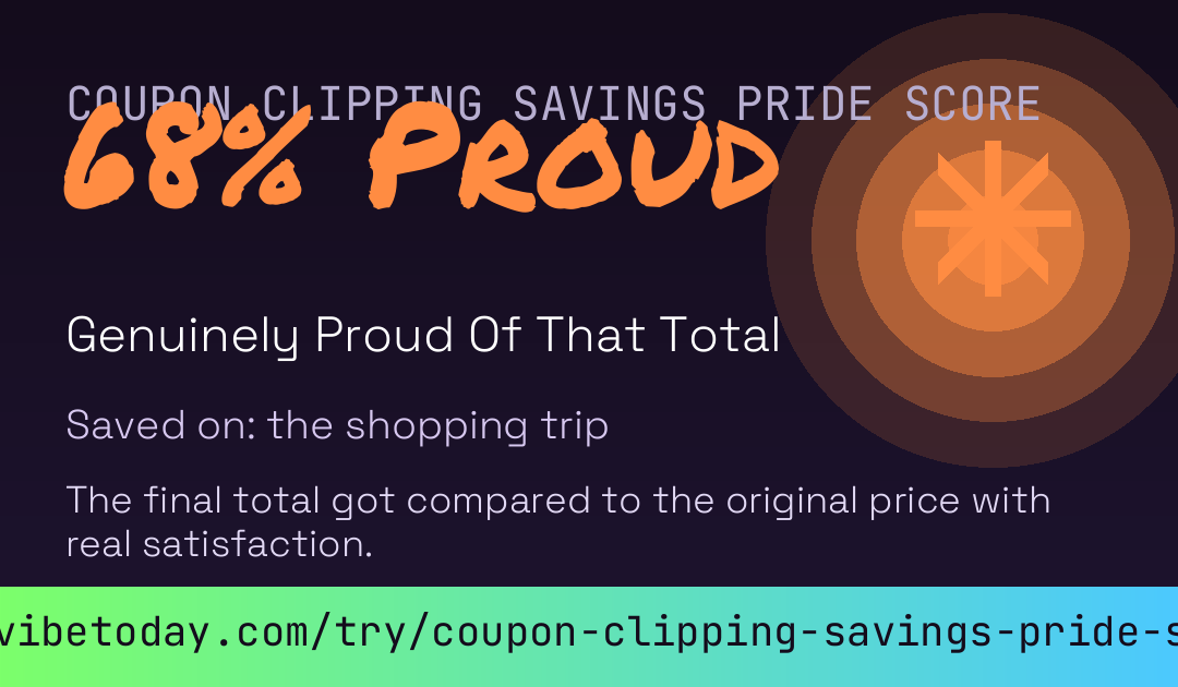 Coupon Clipping Savings Pride Score card