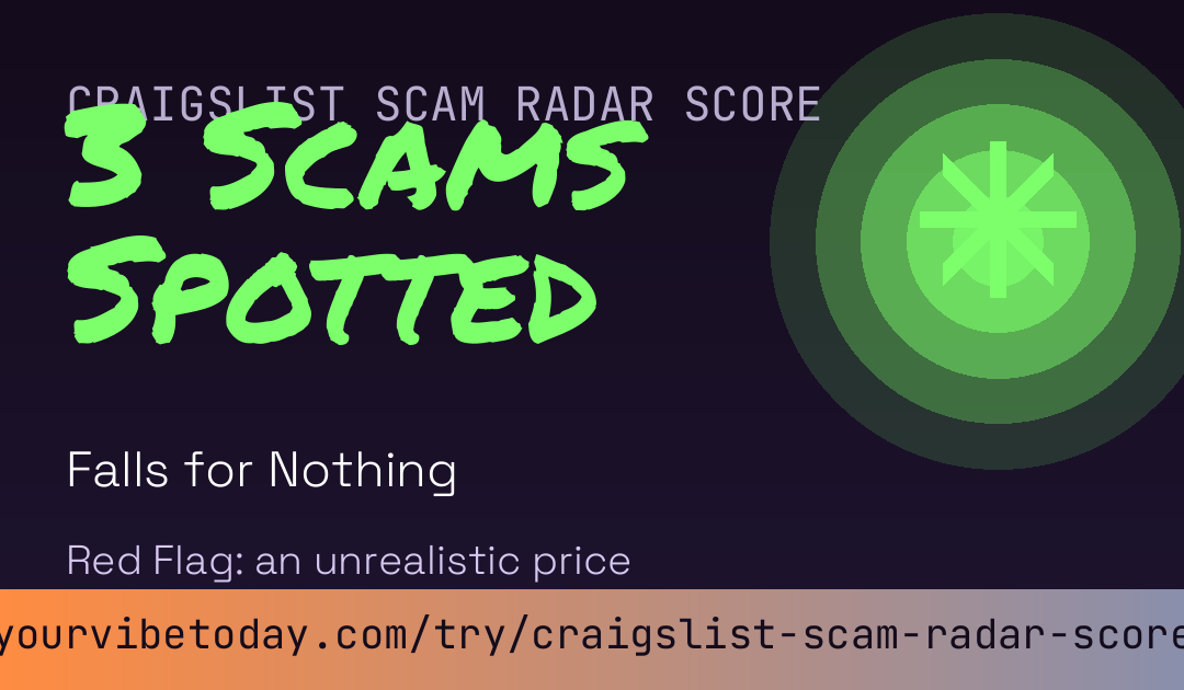 Craigslist Scam Radar Score card