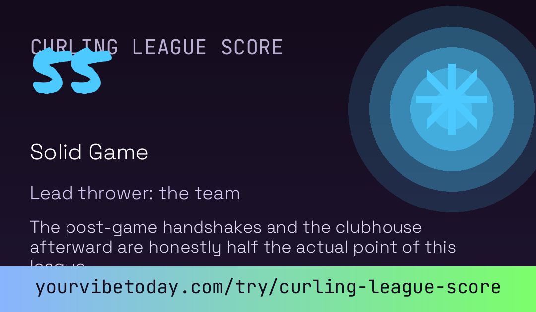 Curling League Score card