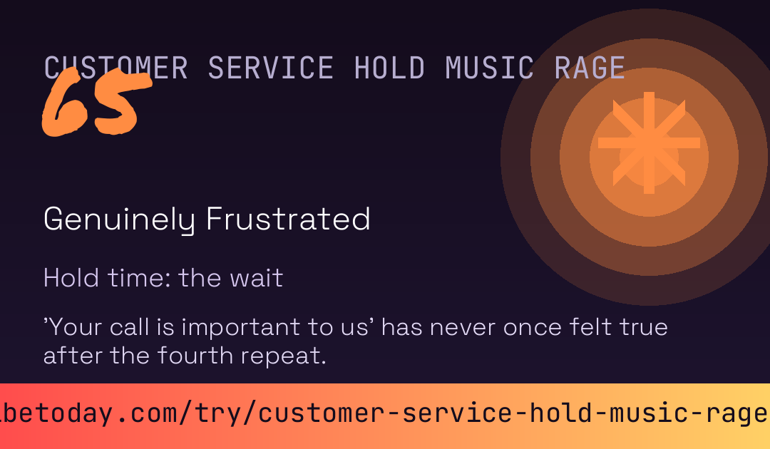 Customer Service Hold Music Rage Score card preview