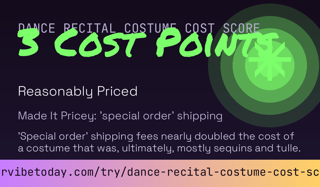 Dance Recital Costume Cost Score card