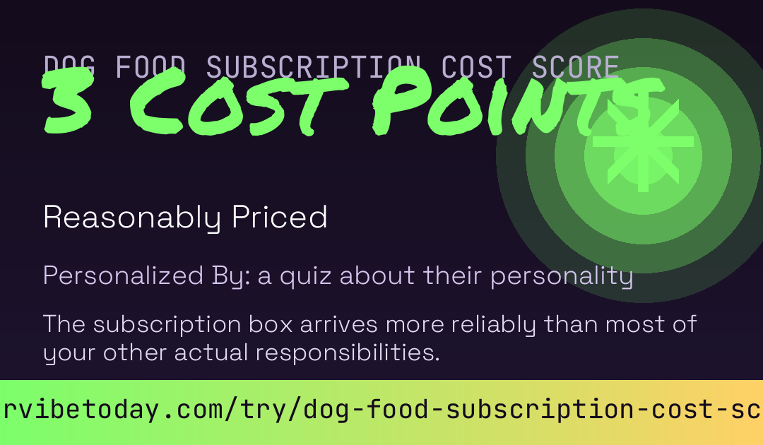 Dog Food Subscription Cost Score card