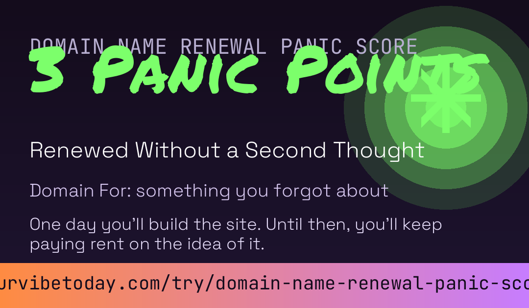 Domain Name Renewal Panic Score card