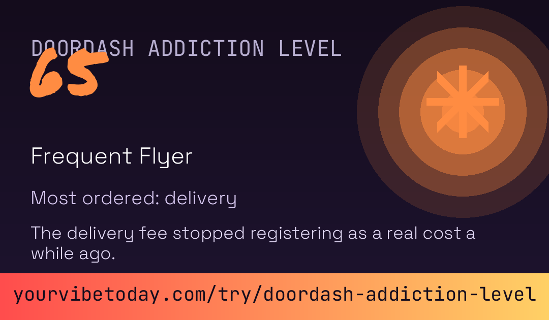 DoorDash Addiction Level card preview