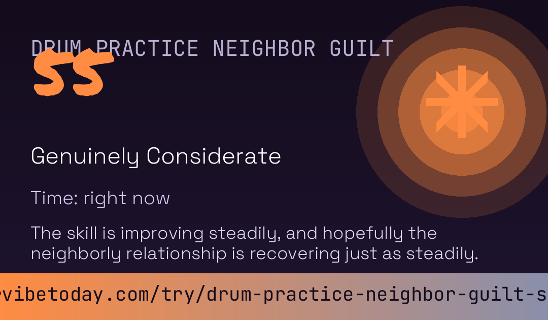 Drum Practice Neighbor Guilt Score card