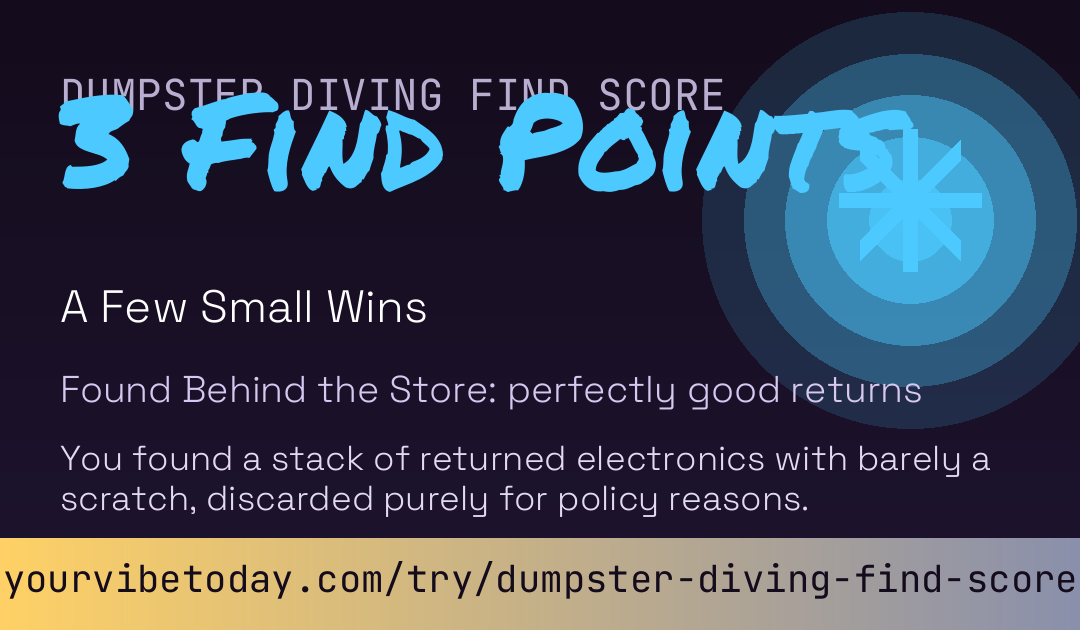Dumpster Diving Find Score card preview