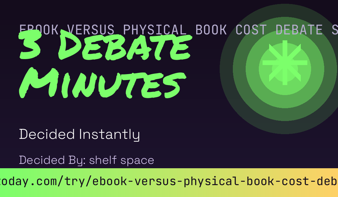 Ebook Versus Physical Book Cost Debate Score card preview