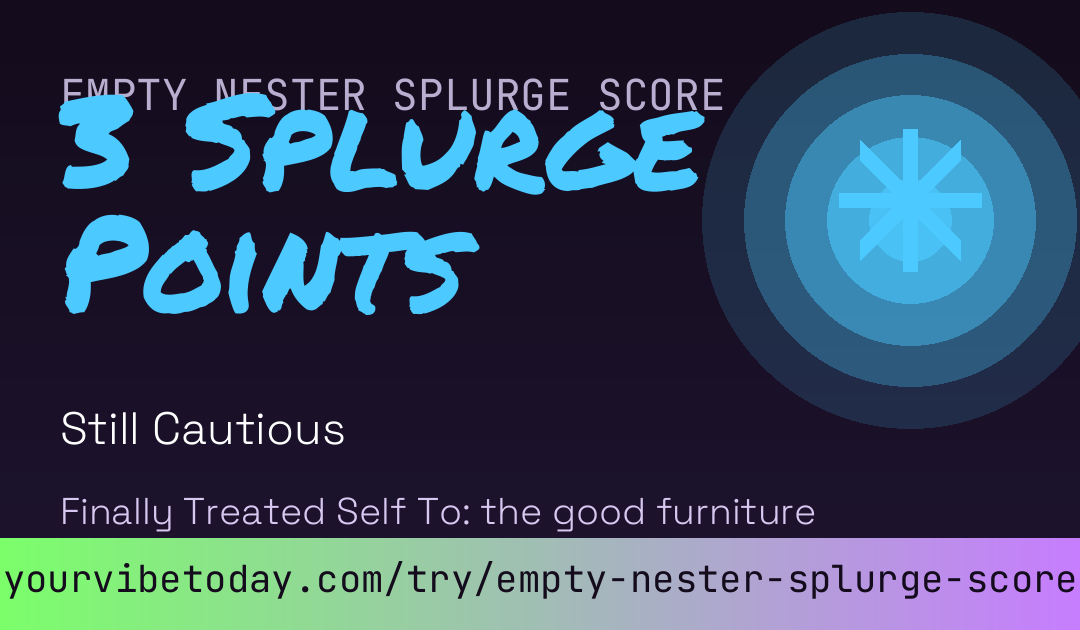 Empty Nester Splurge Score card