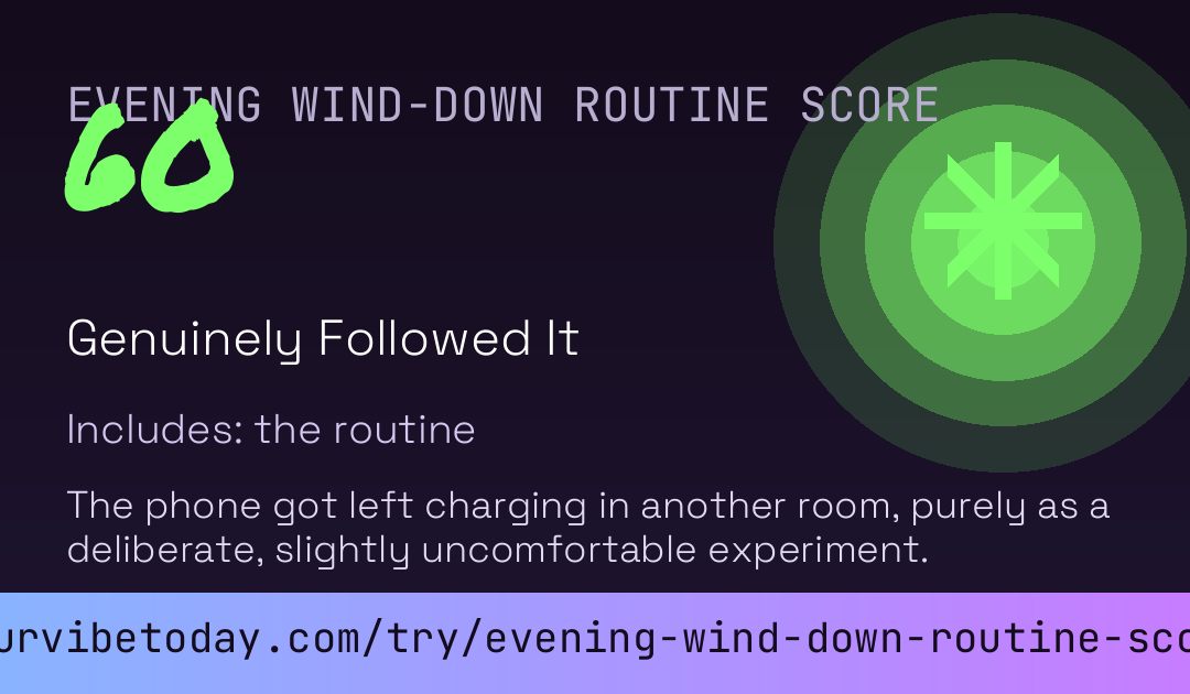 Evening Wind-Down Routine Score card preview