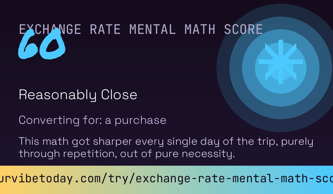 Exchange Rate Mental Math Score card