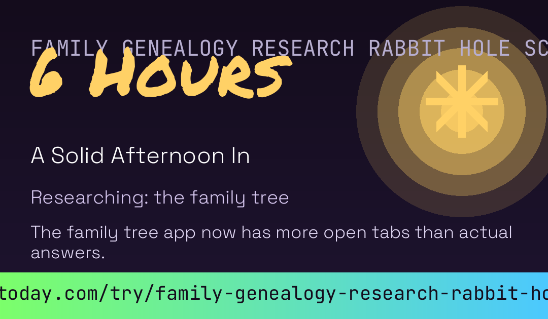 Family Genealogy Research Rabbit Hole Score card