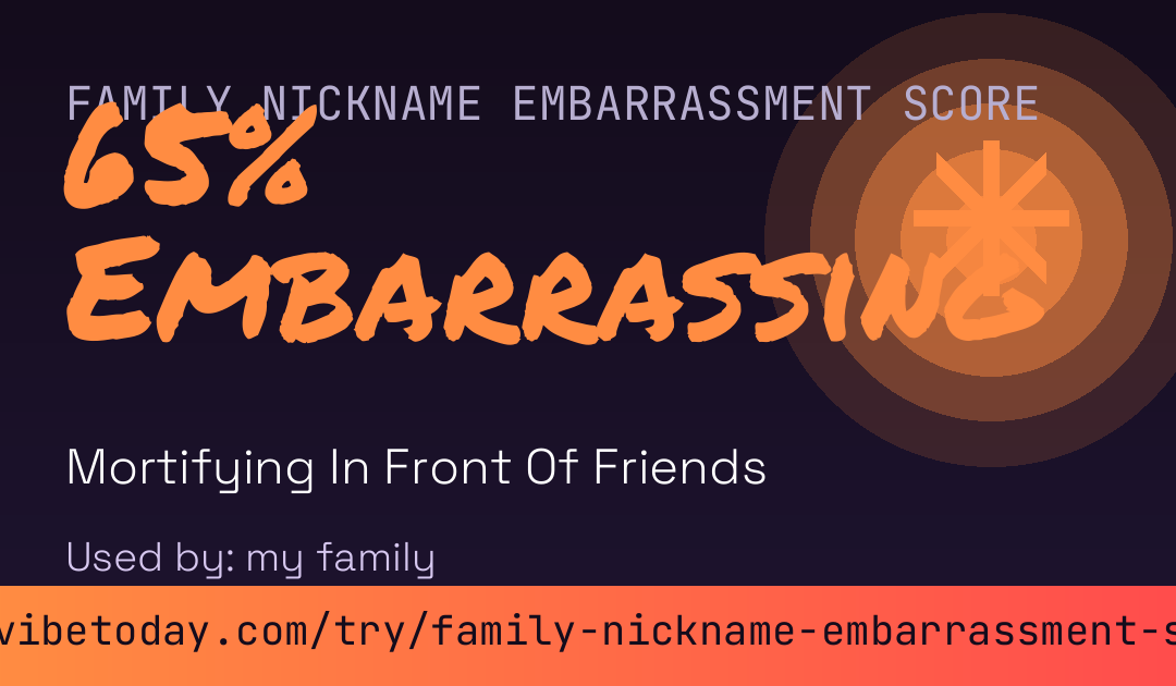Family Nickname Embarrassment Score card