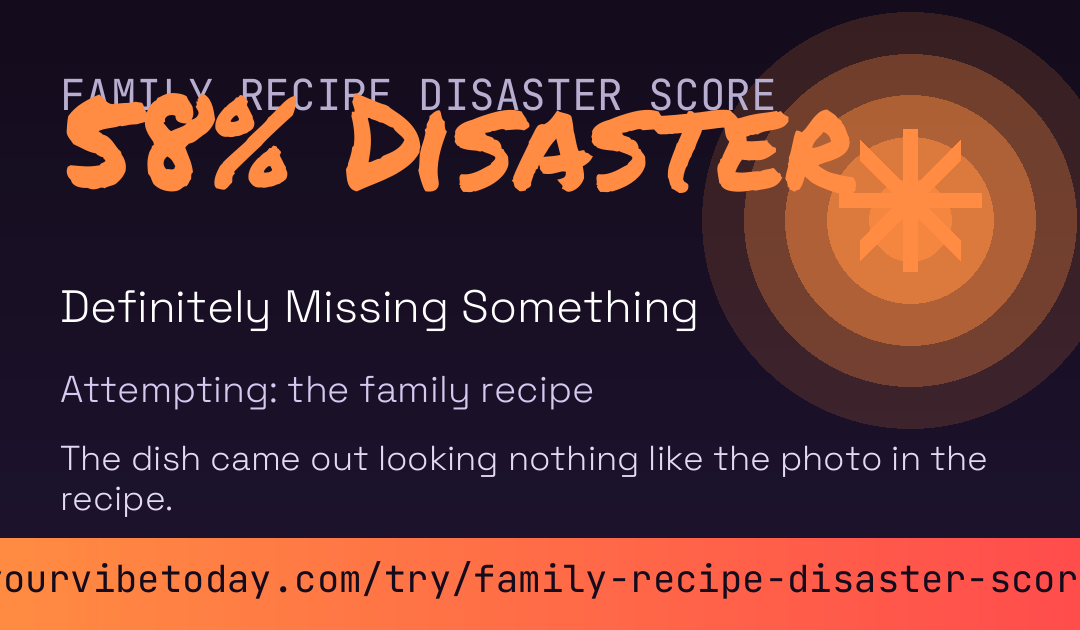 Family Recipe Disaster Score card preview