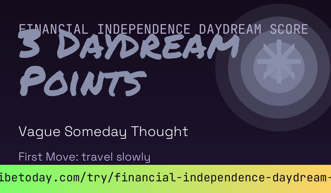 Financial Independence Daydream Score card