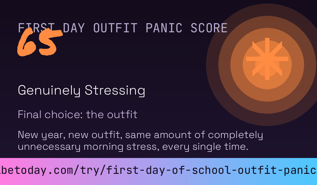 First Day Of School Outfit Panic Score card preview