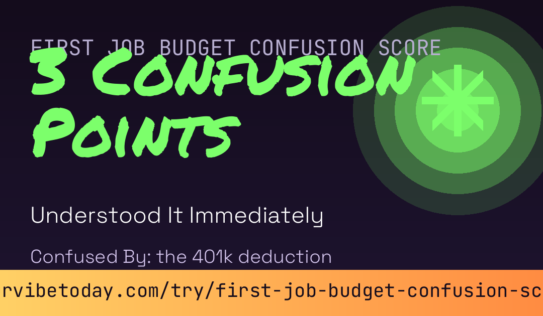 First Job Budget Confusion Score card