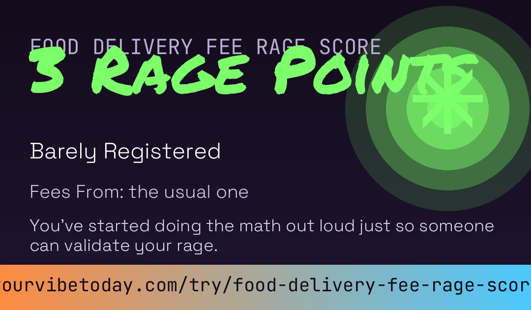 Food Delivery Fee Rage Score card