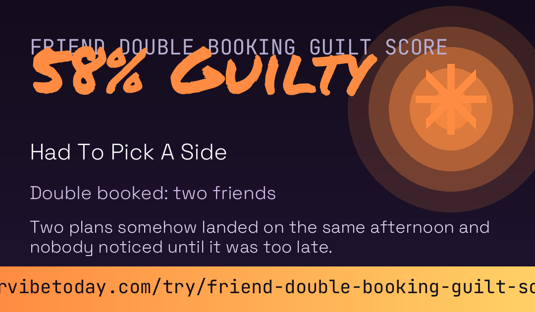 Friend Double Booking Guilt Score card