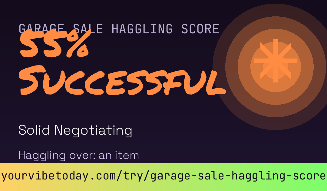 Garage Sale Haggling Score card