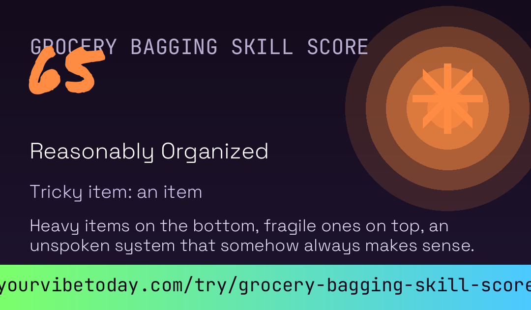 Grocery Bagging Skill Score card