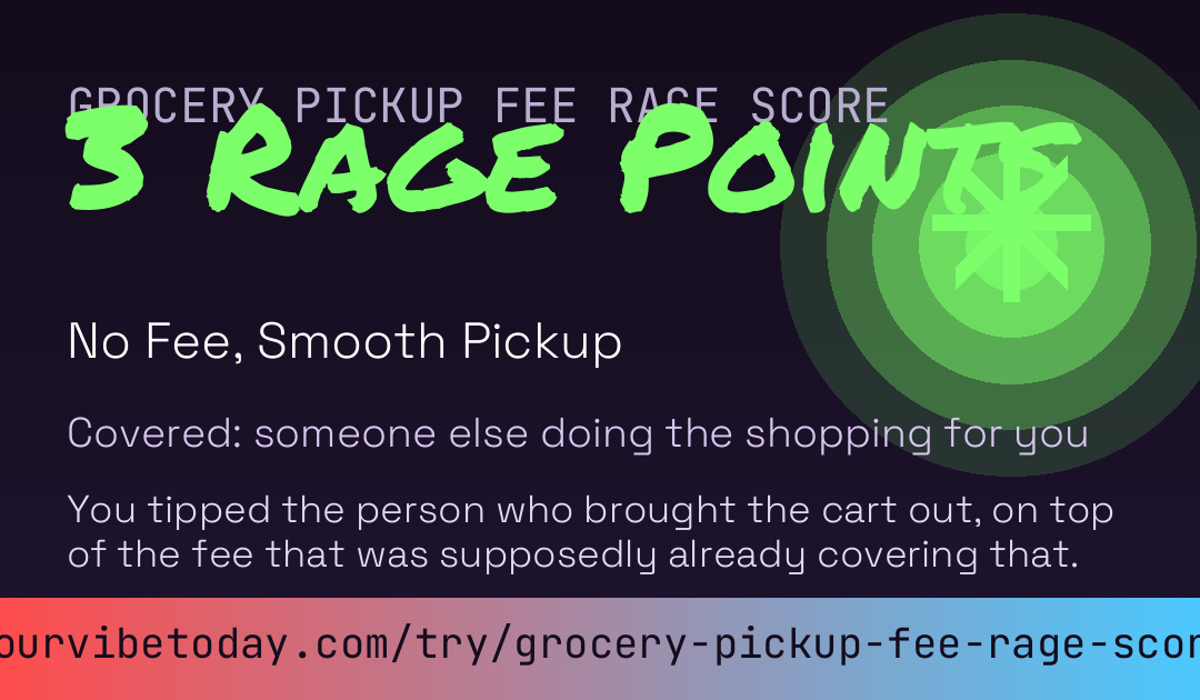 Grocery Pickup Fee Rage Score card