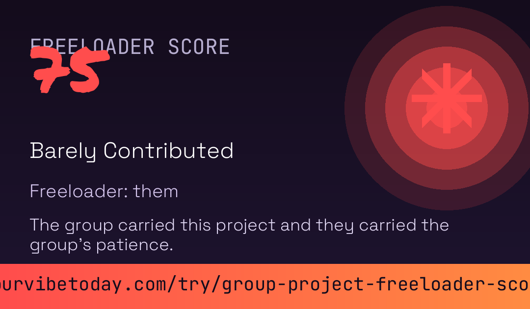 Group Project Freeloader Score card preview