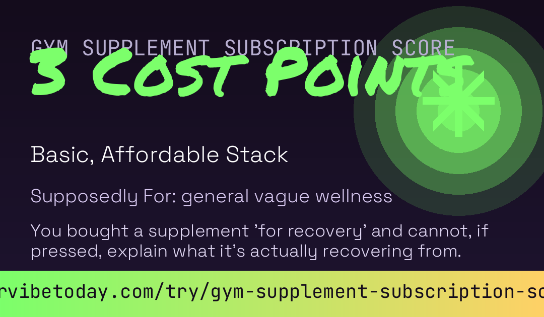 Gym Supplement Subscription Score card preview
