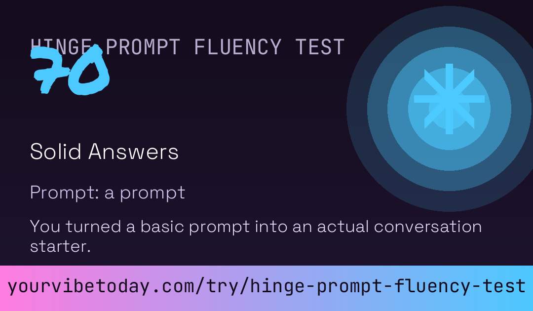 Hinge Prompt Fluency Test card