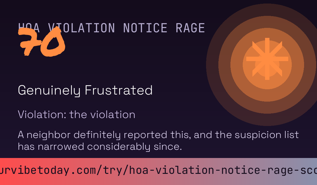 HOA Violation Notice Rage Score card preview