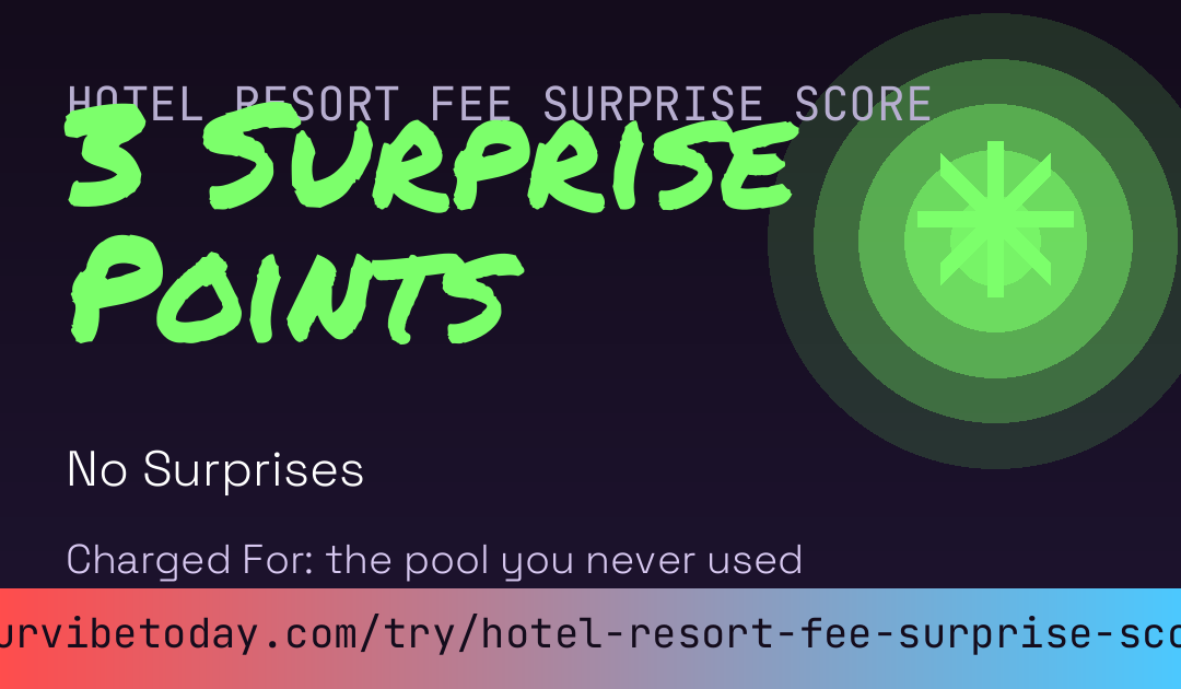 Hotel Resort Fee Surprise Score card