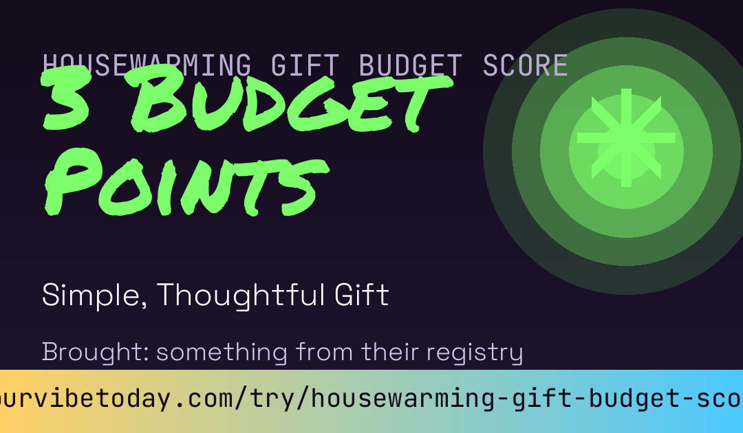 Housewarming Gift Budget Score card